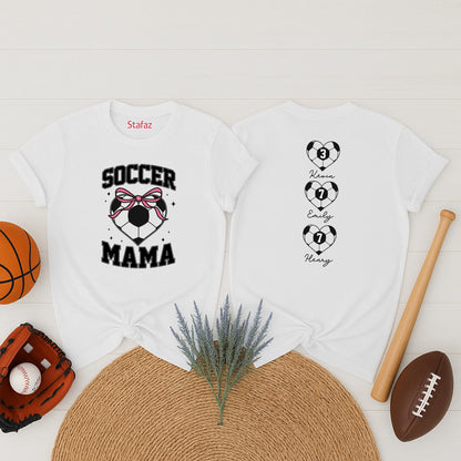 Personalized Soccer Mom Shirt with Kids' Names, Game Day Apparel, Soft Cotton Tee for Proud Team Spirit Supporter Gift Idea