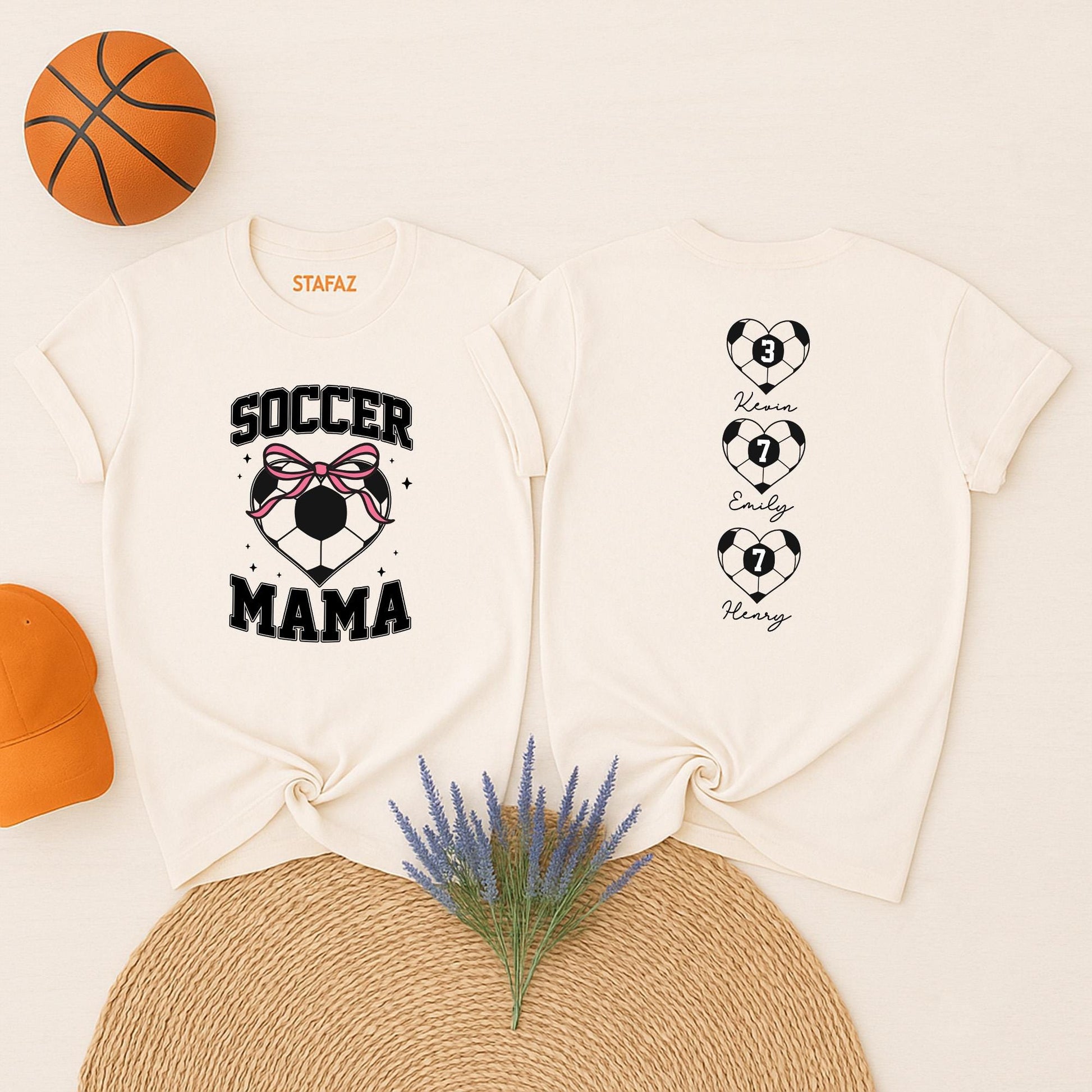 Personalized Soccer Mom Shirt with Kids' Names, Game Day Apparel, Soft Cotton Tee for Proud Team Spirit Supporter Gift Idea