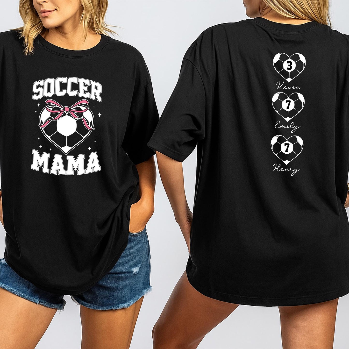 Personalized Soccer Mom Shirt with Kids' Names, Game Day Apparel, Soft Cotton Tee for Proud Team Spirit Supporter Gift Idea