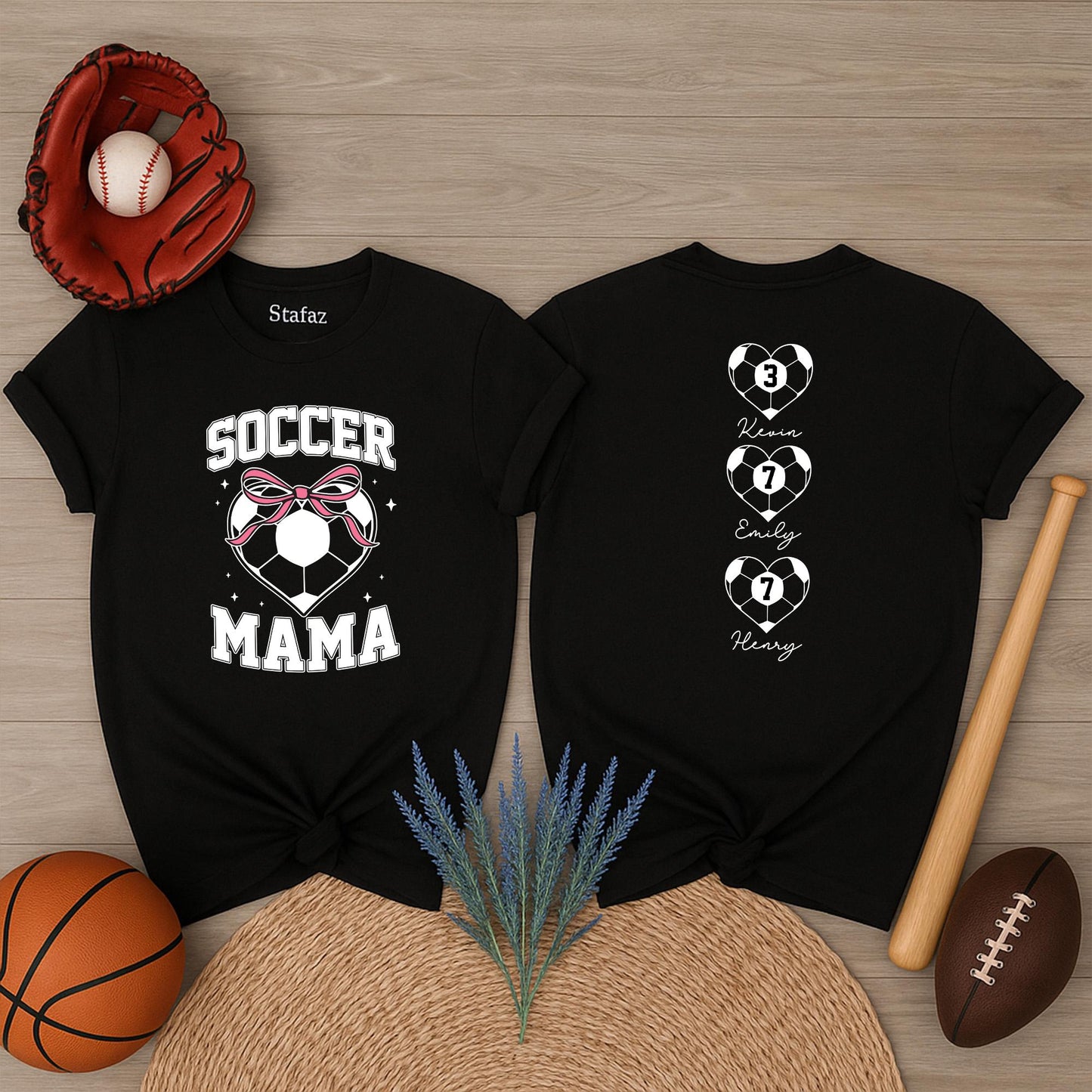 Personalized Soccer Mom Shirt with Kids' Names, Game Day Apparel, Soft Cotton Tee for Proud Team Spirit Supporter Gift Idea