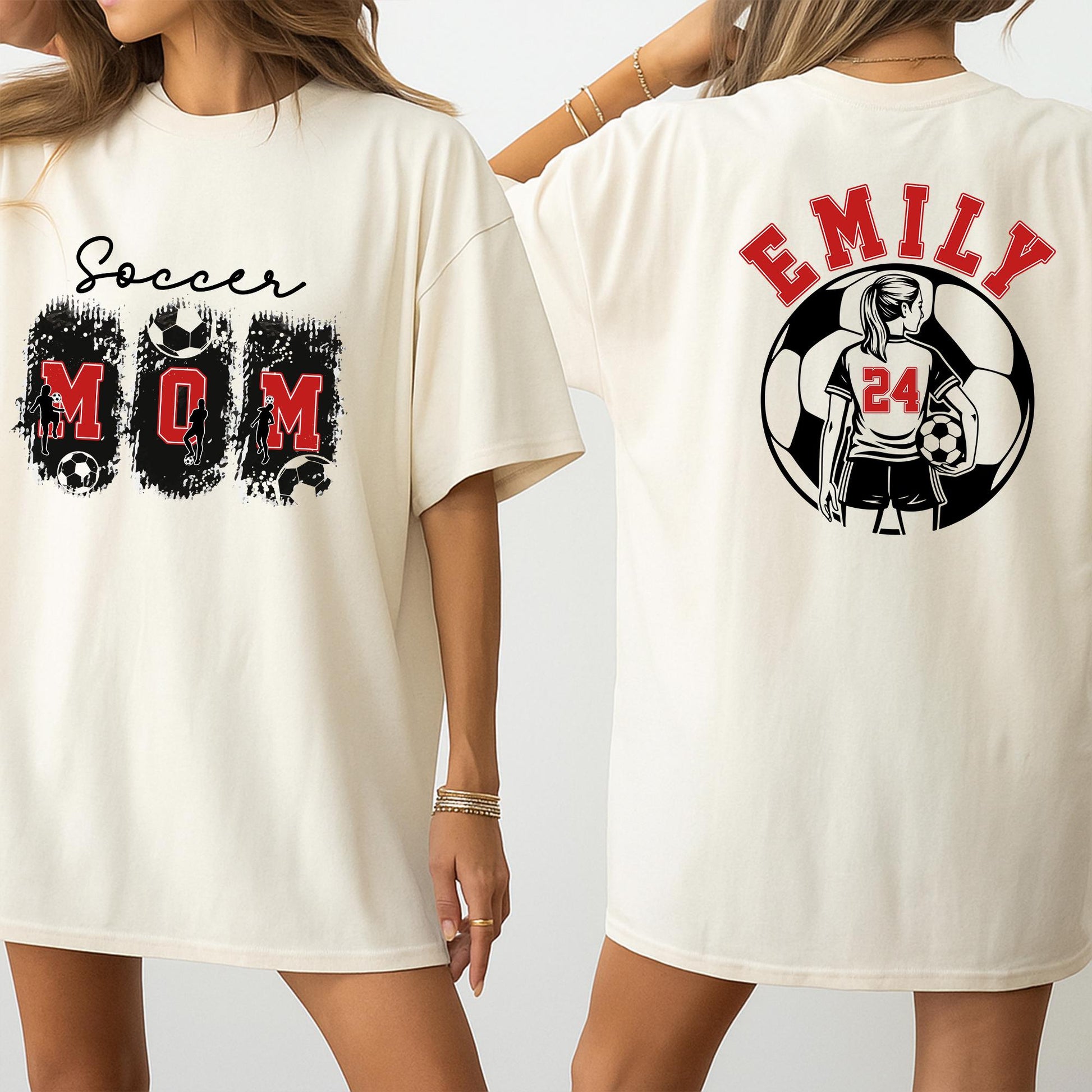 Personalized Soccer Mom T-Shirt: Custom Name & Number, Game Day Tee, Distressed Design, Soccer Player Gift, Sports Fan Outfit, Team Spirit Apparel