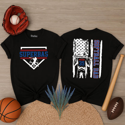 Personalized Name Number Player Softball Mom T-Shirt Game Day Tee Team Spirit Fan Outfit Proud Sports Lover Gift for Softball Season