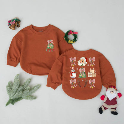 Personalized Vintage Christmas Bubble Romper Retro Tree Name Retro Santa Snowman Baby Outfit Newborn Xmas Gift