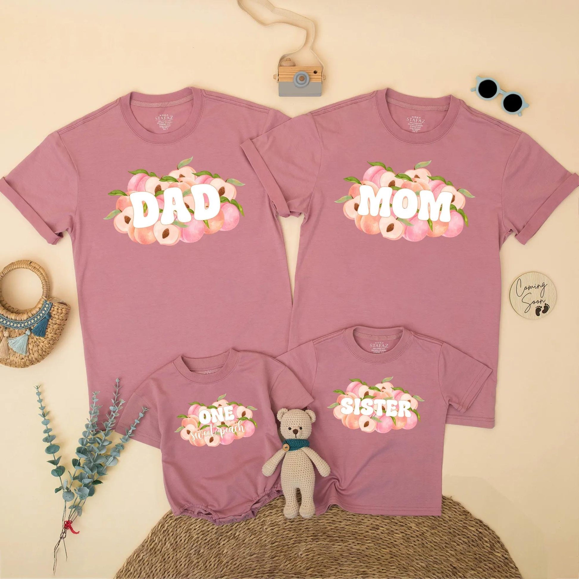 One Sweet Peach Birthday Family Matching Shirt Romper Mom Dad First Birthday Girl Outfit Peach Theme Toddler