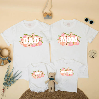 One Sweet Peach Birthday Family Matching Shirt Romper Mom Dad First Birthday Girl Outfit Peach Theme Toddler
