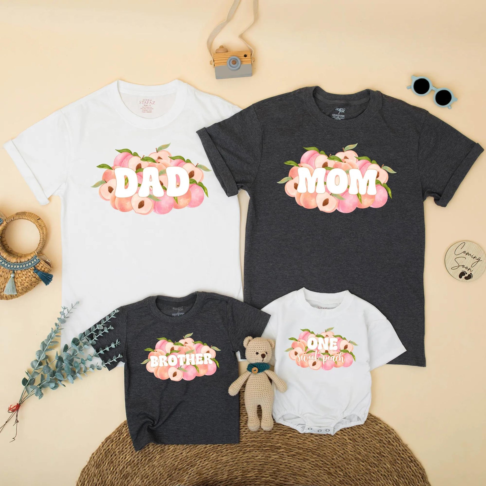 One Sweet Peach Birthday Family Matching Shirt Romper Mom Dad First Birthday Girl Outfit Peach Theme Toddler