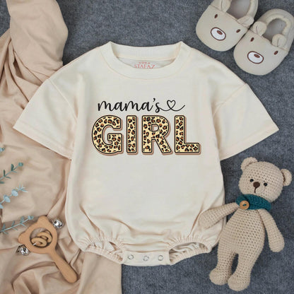 Mama's Girl Bubble Romper Mommy and Me Outfit Matching Family Clothes Baby Bodysuit Mother's Day Gift Cute Summer Baby Girl Clothes Soft Cotton Outfit