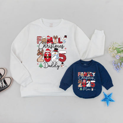 Personalized Family Christmas 2025 Matching Sweatshirts with Custom Names Fun Holiday Sweater Outfits Santa Snowman Letter Art