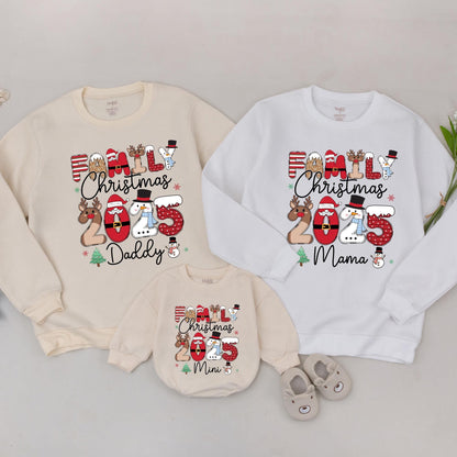Personalized Family Christmas 2025 Matching Sweatshirts with Custom Names Fun Holiday Sweater Outfits Santa Snowman Letter Art