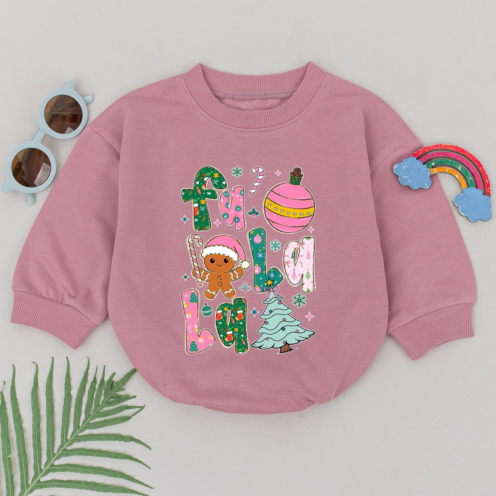 Falala Christmas Bubble Romper Colorful Glitter Bodysuit Infant Xmas Clothes Baby Shower Gift