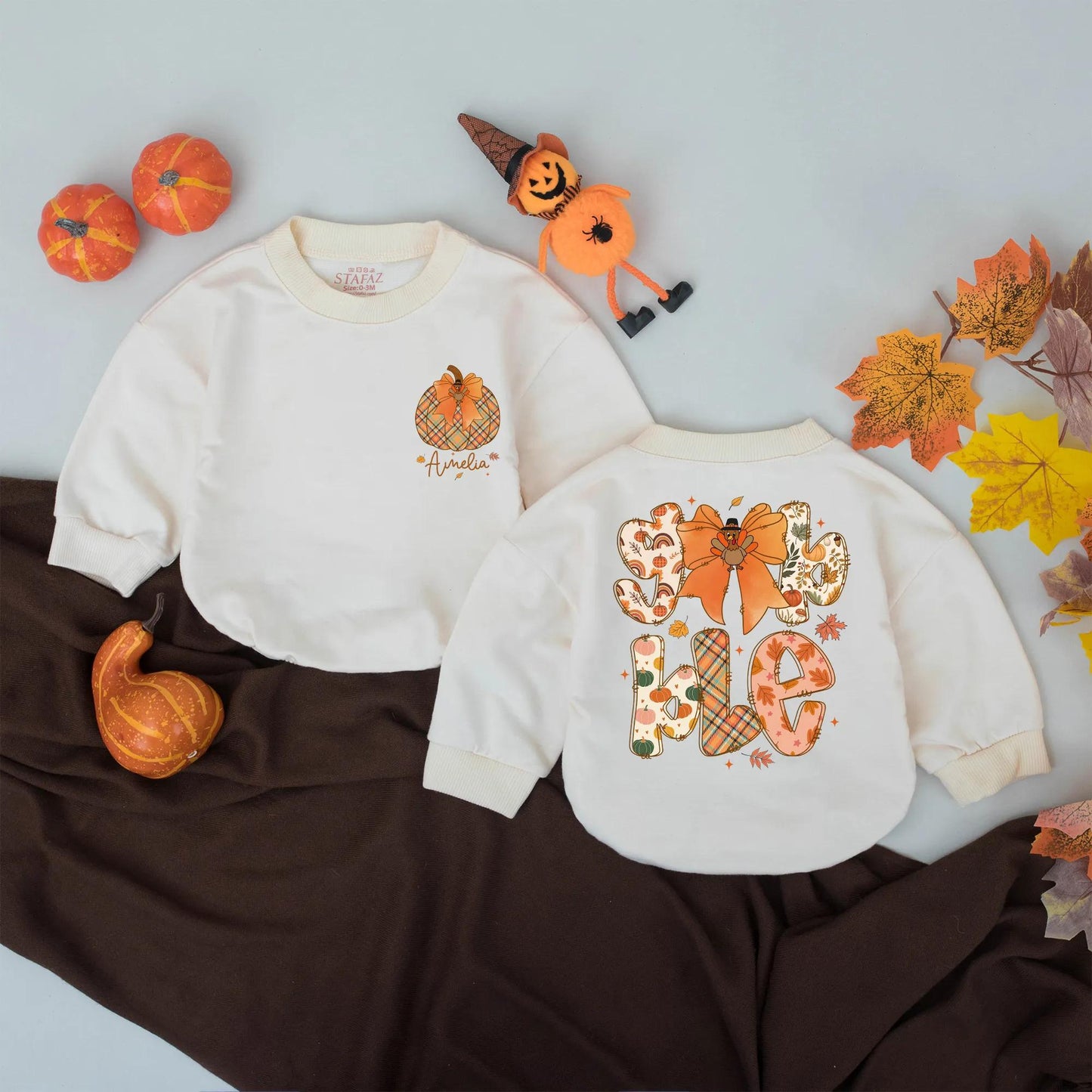 Custom Gobble Turkey Romper for Girl's First Thanksgiving Outfit with Personalized Name Baby Shower Gift Gobble Gobble