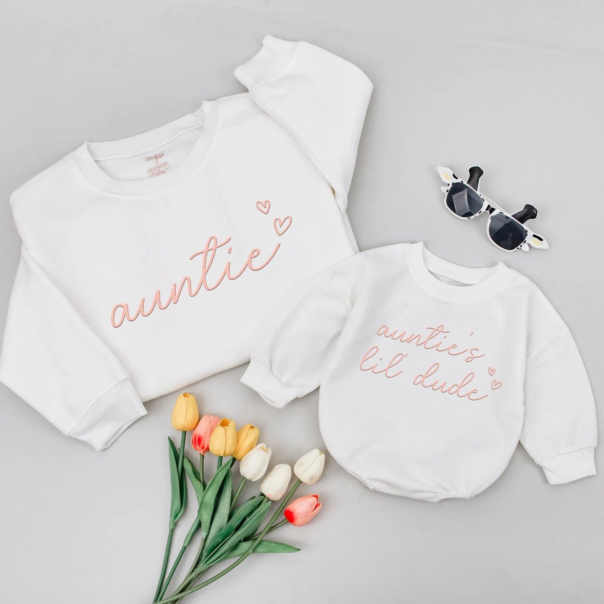 Auntie & Lil Dude Matching Sweatshirt Set, New Aunt Gift for Kids, Comfy Family Shirts, Aunt & Nephew Birthday Outfit, Best Auntie Present Idea