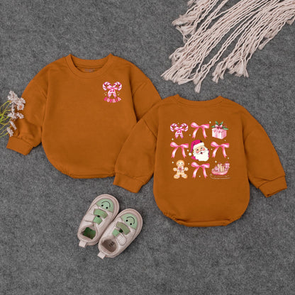 Pink Christmas Baby Romper Girl | Cute Santa Candy Cane Holiday Outfit | Personalized Xmas Bodysuit Gift Set Soft Cotton Festive Winter Clothes 138