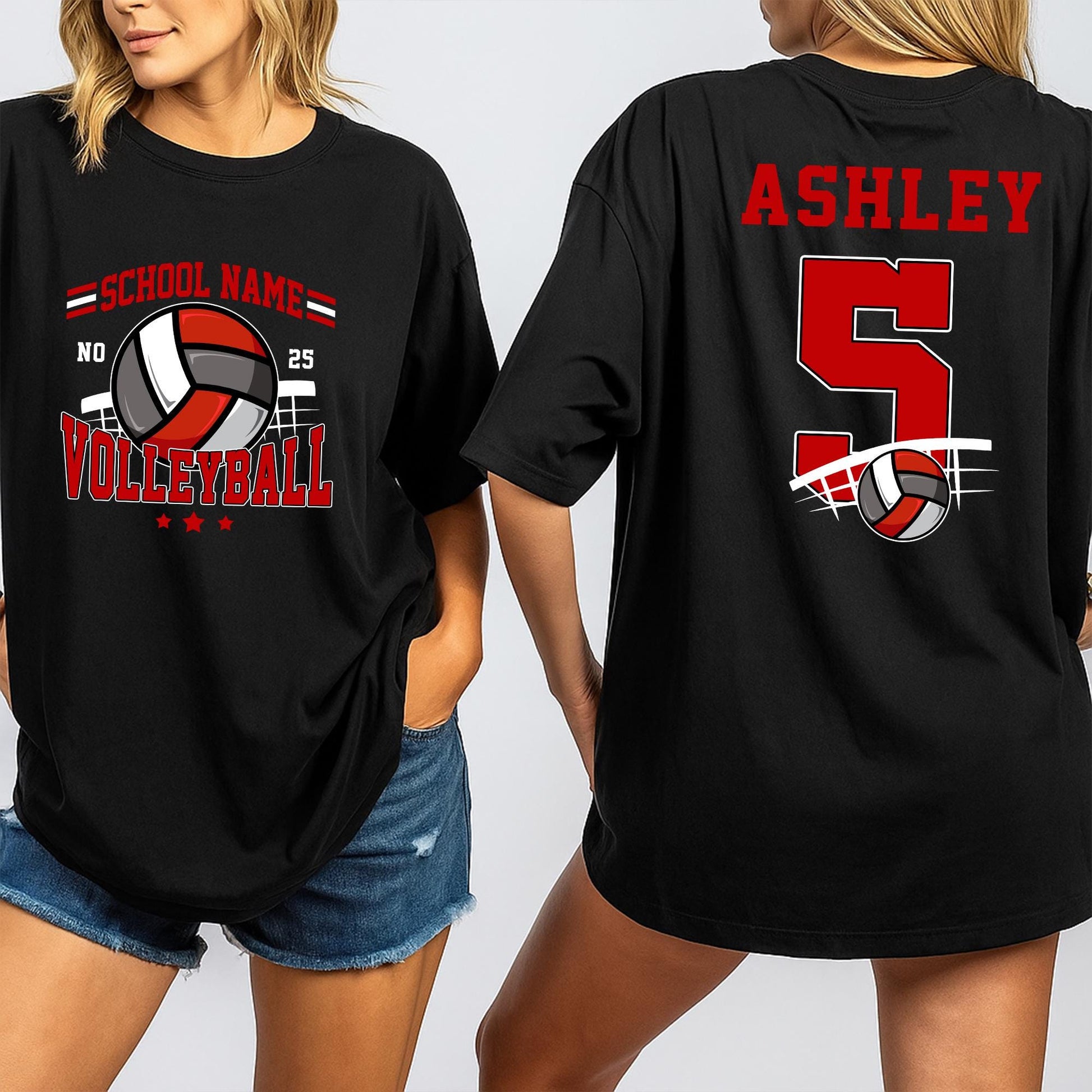 Custom Volleyball Team Name Number Shirt for Cheer Mom Game Day Gift High School Tee