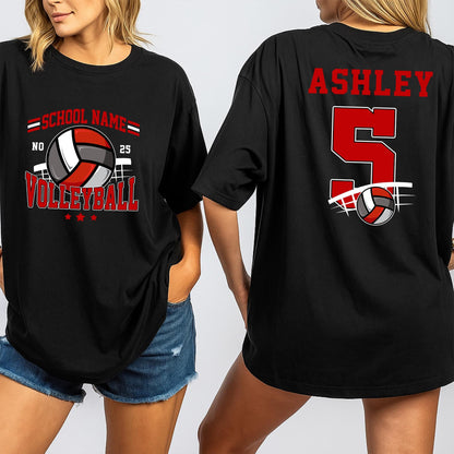 Custom Volleyball Team Name Number Shirt for Cheer Mom Game Day Gift High School Tee