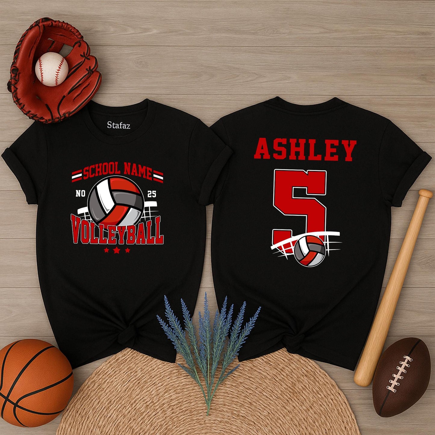 Custom Volleyball Team Name Number Shirt for Cheer Mom Game Day Gift High School Tee