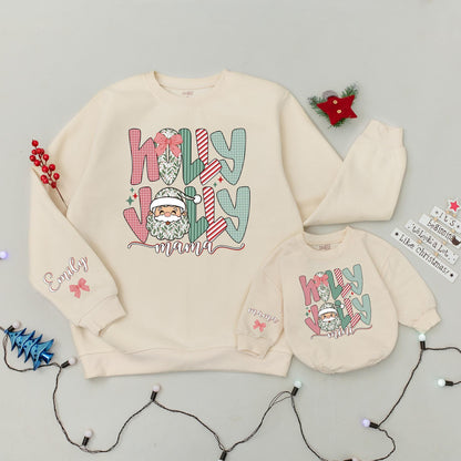 Holly Jolly Mama and Me Matching Christmas Sweaters, Santa Face, Plaid & Gingham Holiday Family Outfit, Mom & Daughter Xmas Gift