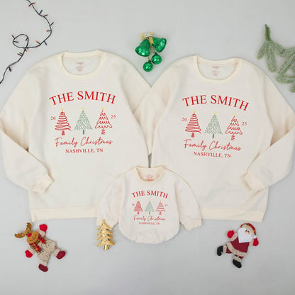 Matching Family Christmas Sweatshirt - Personalized Names Gift for Xmas 2025 Holiday Outfits - Custom Family Name Sweatshirt