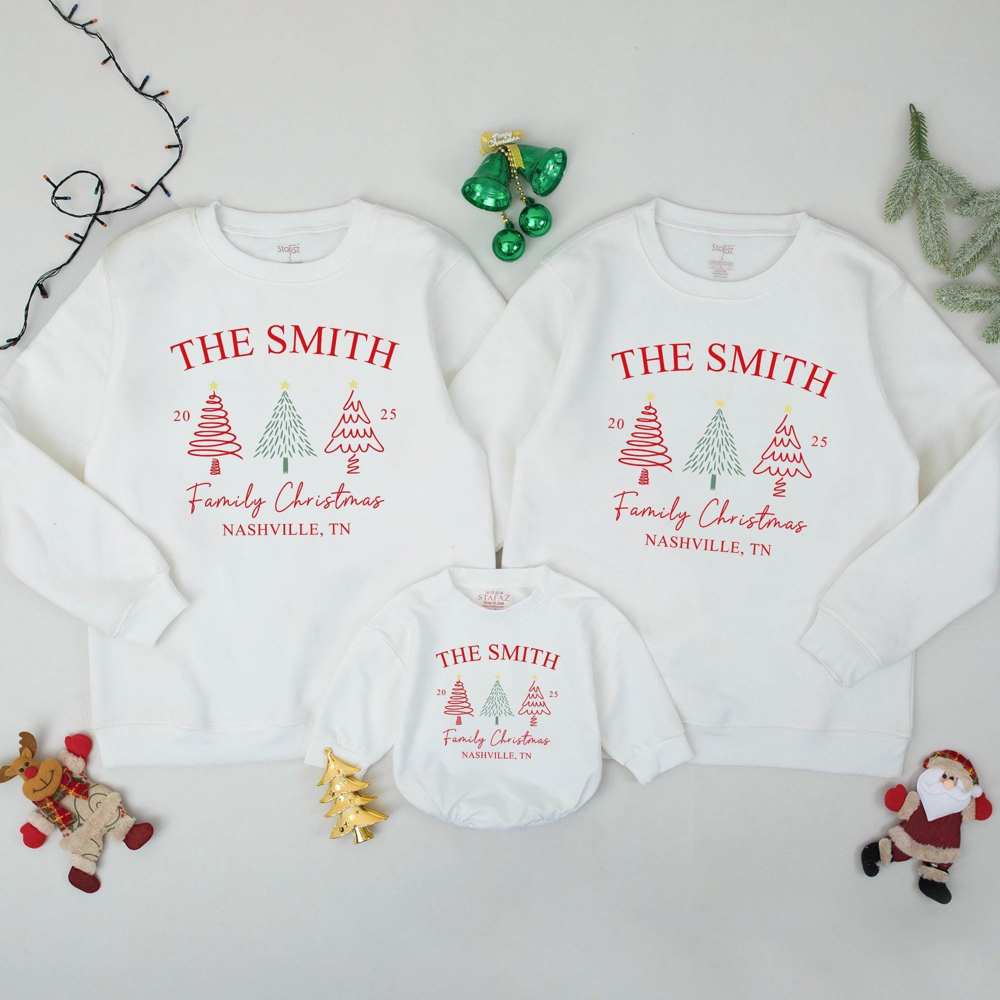 Matching Family Christmas Sweatshirt - Personalized Names Gift for Xmas 2025 Holiday Outfits - Custom Family Name Sweatshirt