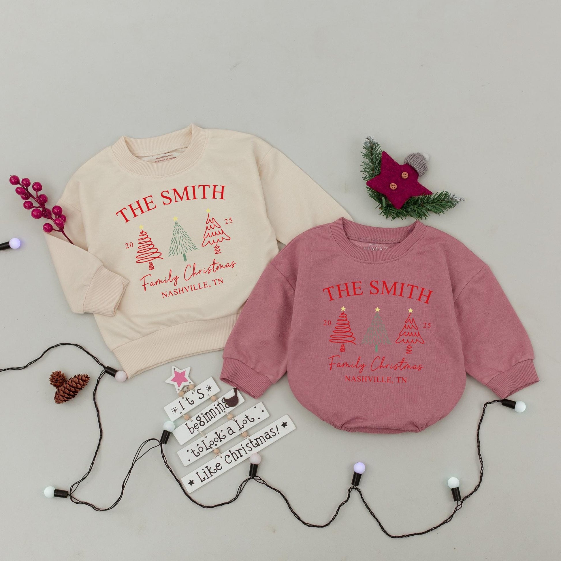 Matching Family Christmas Sweatshirt - Personalized Names Gift for Xmas 2025 Holiday Outfits - Custom Family Name Sweatshirt
