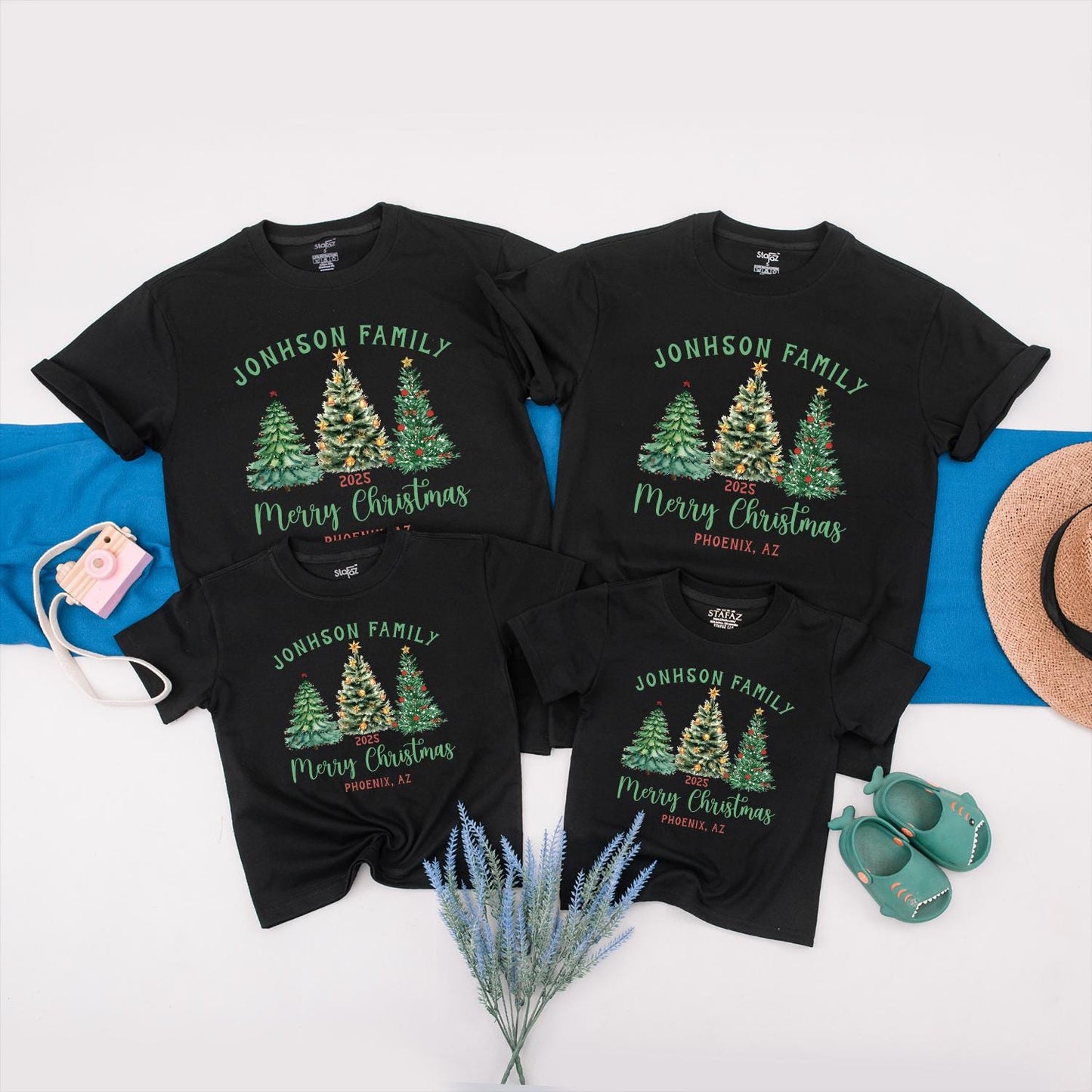 Matching Family Christmas Shirts Personalized Name Tees perfect for holiday vacations and thoughtful Christmas gifts for the whole crew