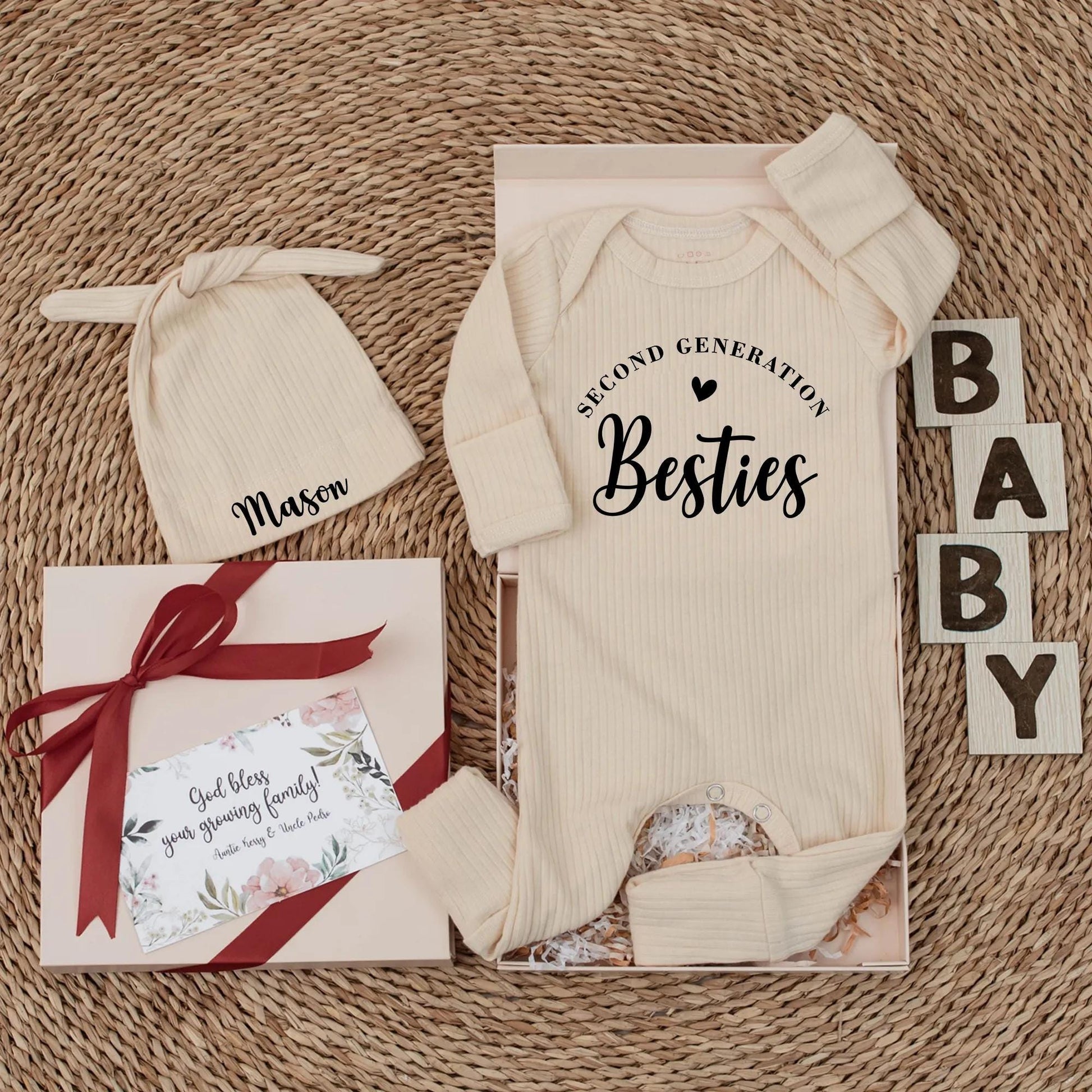 Baby Besties Bodysuit, Personalized Newborn Outfit & Baby Shower Gift for Best Friends' Second Generation. Coming Home Clothes for New Baby