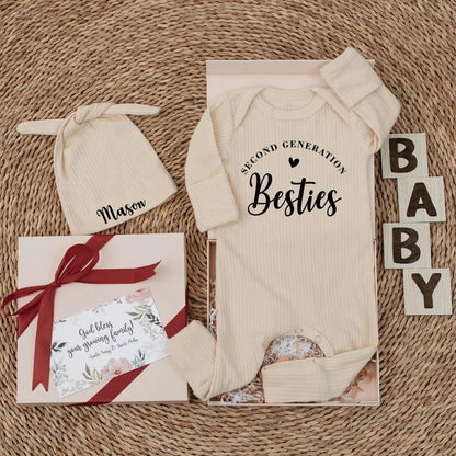 Baby Besties Bodysuit, Personalized Newborn Outfit & Baby Shower Gift for Best Friends' Second Generation. Coming Home Clothes for New Baby