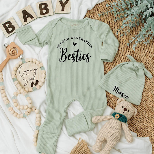 Baby Besties Bodysuit, Personalized Newborn Outfit & Baby Shower Gift for Best Friends' Second Generation. Coming Home Clothes for New Baby