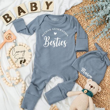 Baby Besties Bodysuit, Personalized Newborn Outfit & Baby Shower Gift for Best Friends' Second Generation. Coming Home Clothes for New Baby