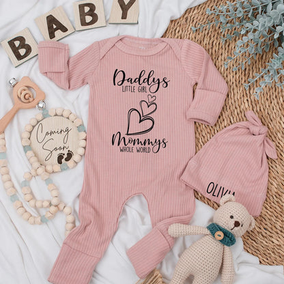 Daddy’s Little Girl Mommy’s Whole World Bodysuit Cute Newborn Outfit Custom Baby Girl Clothes Gift for New Parents Baby Shower