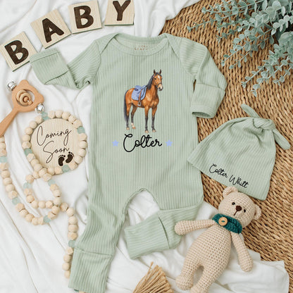 Personalized Colter Horse Baby Boy Bodysuit Western Outfit Newborn Coming Home Gift Cute Cowboy Baby Shower Clothes