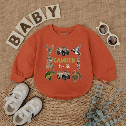 Custom Camo Hunting Baby Boy Romper Personalized Deer Duck Outfit Outdoor Baby Gift Newborn Short Sleeve Clothes For Season