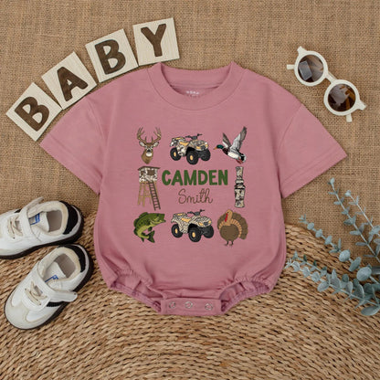 Custom Camo Hunting Baby Boy Romper Personalized Deer Duck Outfit Outdoor Baby Gift Newborn Short Sleeve Clothes For Season