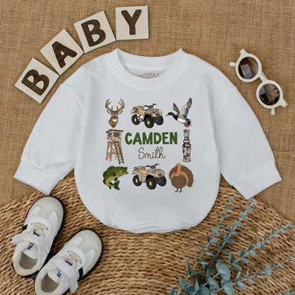 Custom Camo Hunting Baby Boy Romper Personalized Deer Duck Outfit Outdoor Baby Gift Newborn Short Sleeve Clothes For Season