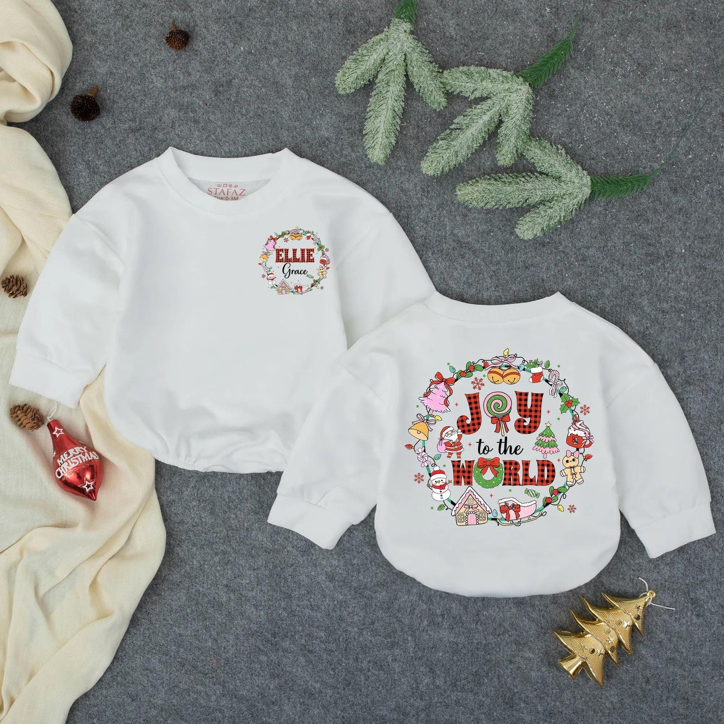 Personalized First Christmas Baby Girl Romper, Custom Winter Outfit for Toddler, Festive Holiday Clothes, Newborn Gift, Christmas Outfit 137