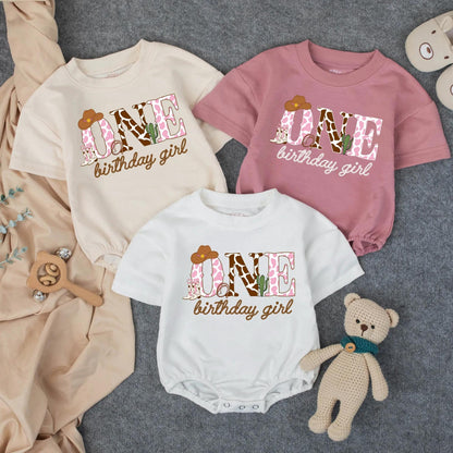 Custom Pink One Rodeo Birthday Baby Romper Girl First Rodeo Outfit Western Birthday Clothes 1st Birthday Gift One Year Old