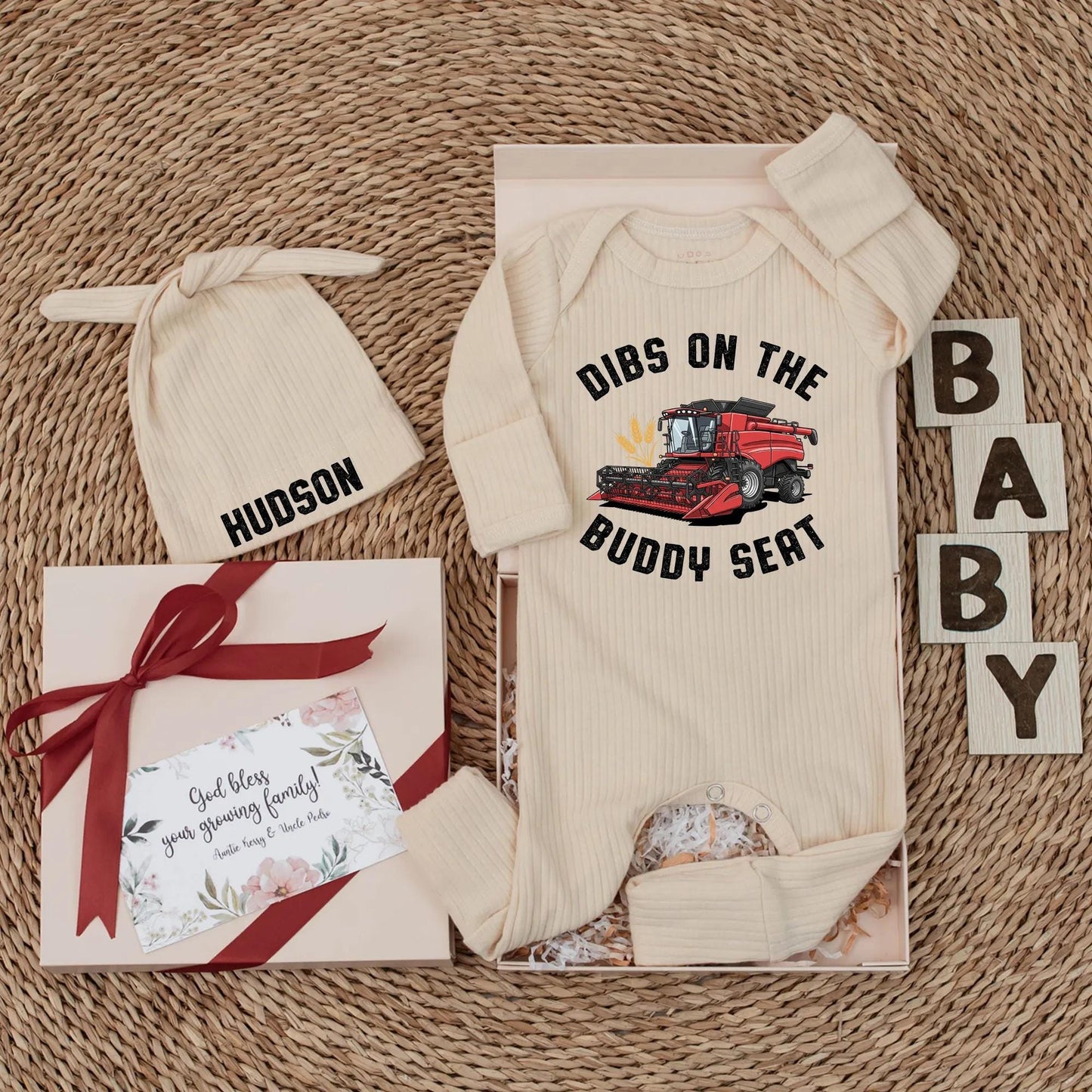 Dibs On the Buddy Seat Farm Tractor Baby Bodysuit for Newborn Boy Farmer Outfit Country Pregnancy Reveal Gift New Parents