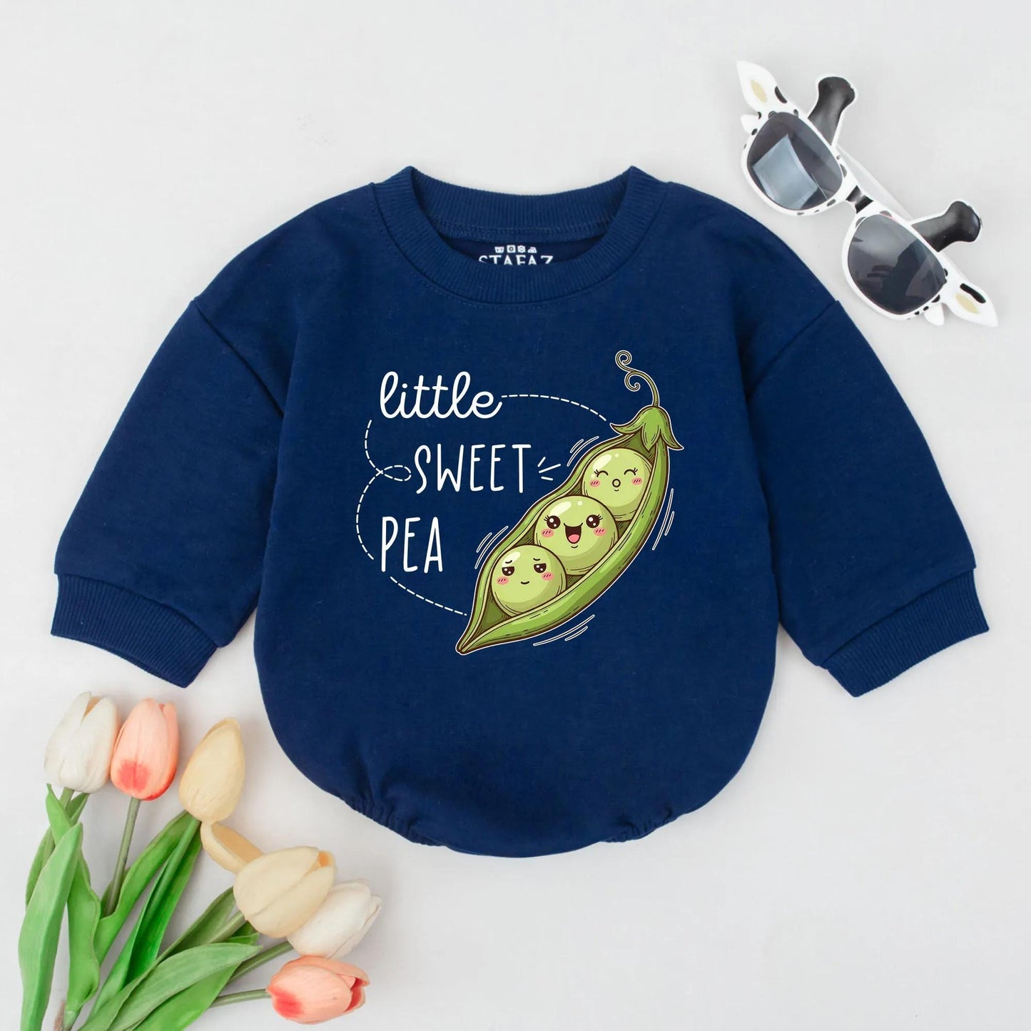 Little Sweet Pea Baby Romper, Funny Vegetable Bodysuit | Cute Newborn Coming Home Outfit, Pregnancy Announcement Gift, Soft Cotton, Gender Neutral  
