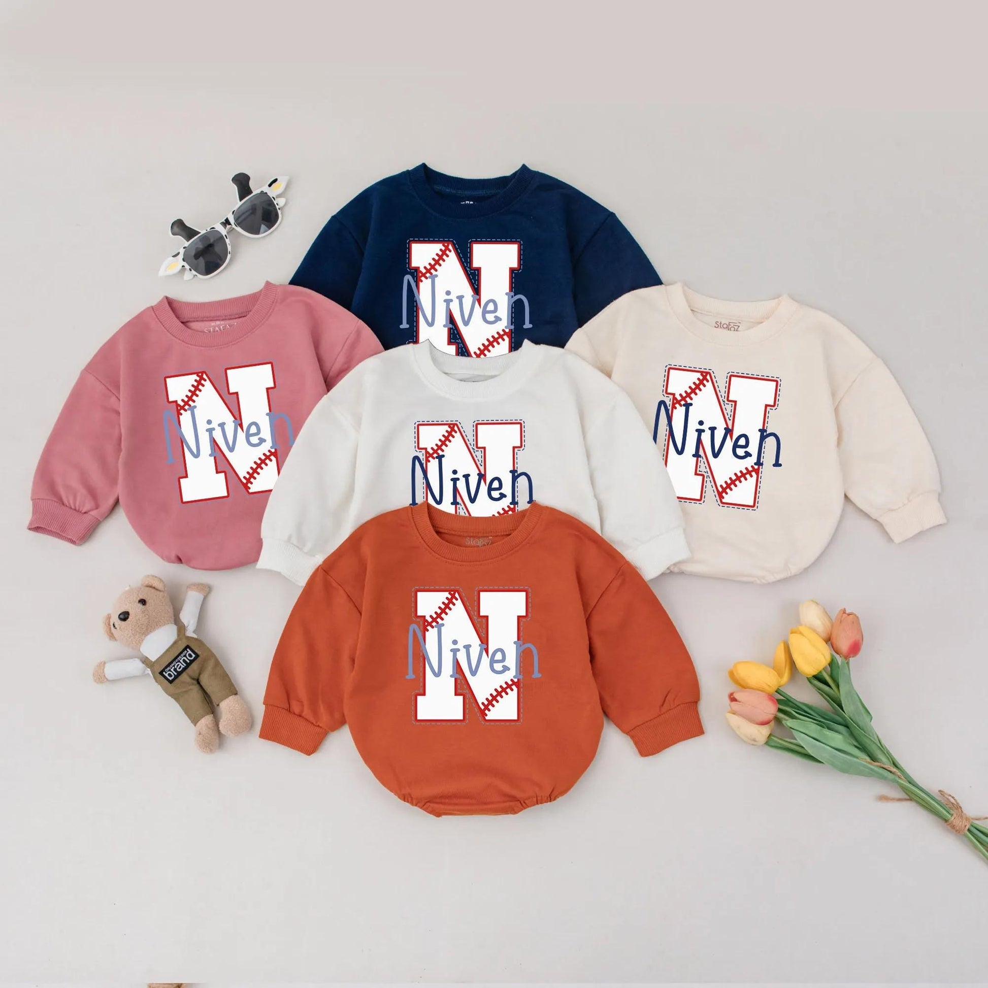 Custom Monogram Baseball Bodysuit Personalized Baby Boy Outfit Game Day Toddler Clothes Sport Baby Shower Gift Newborn Romper