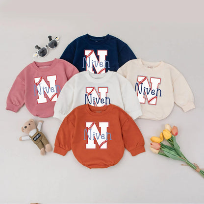 Custom Monogram Baseball Bodysuit Personalized Baby Boy Outfit Game Day Toddler Clothes Sport Baby Shower Gift Newborn Romper
