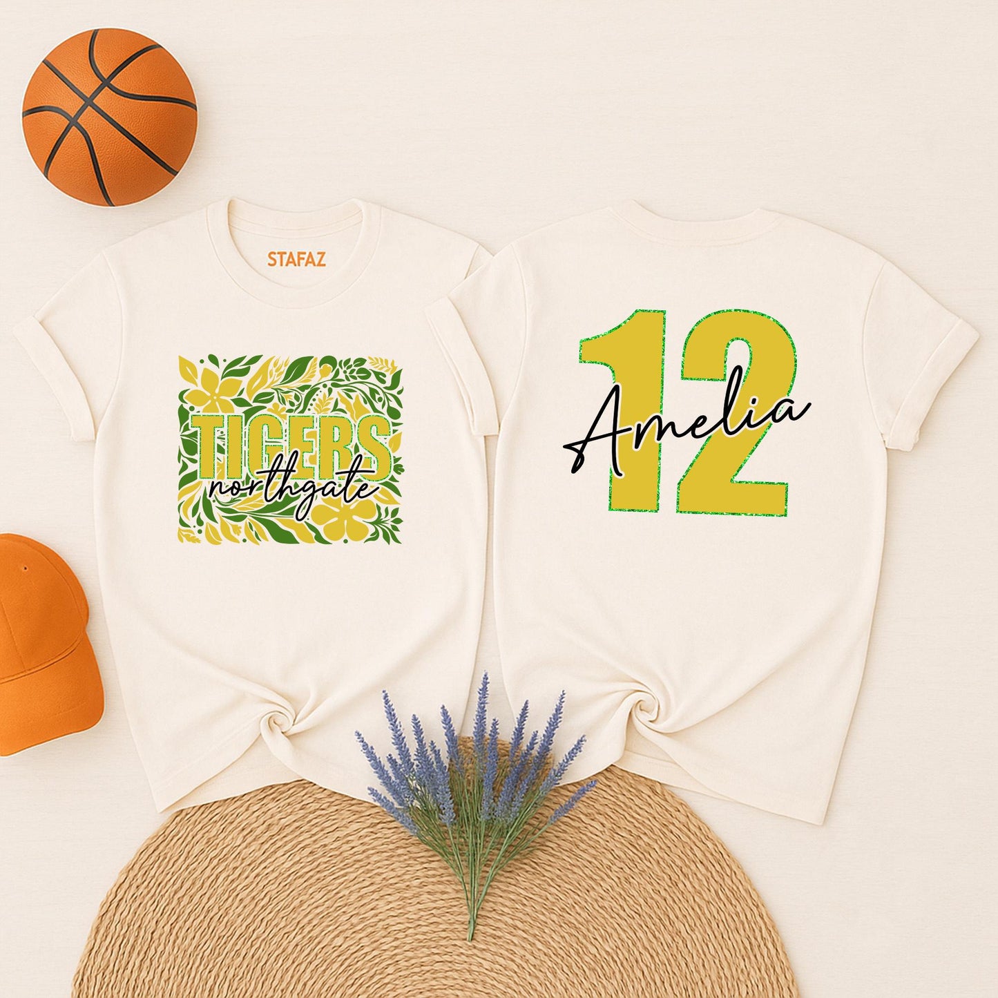 Custom Mascot Boho Flower School Spirit Shirt for Team Game Day Football Season, a comfortable fan tee with unique floral details.