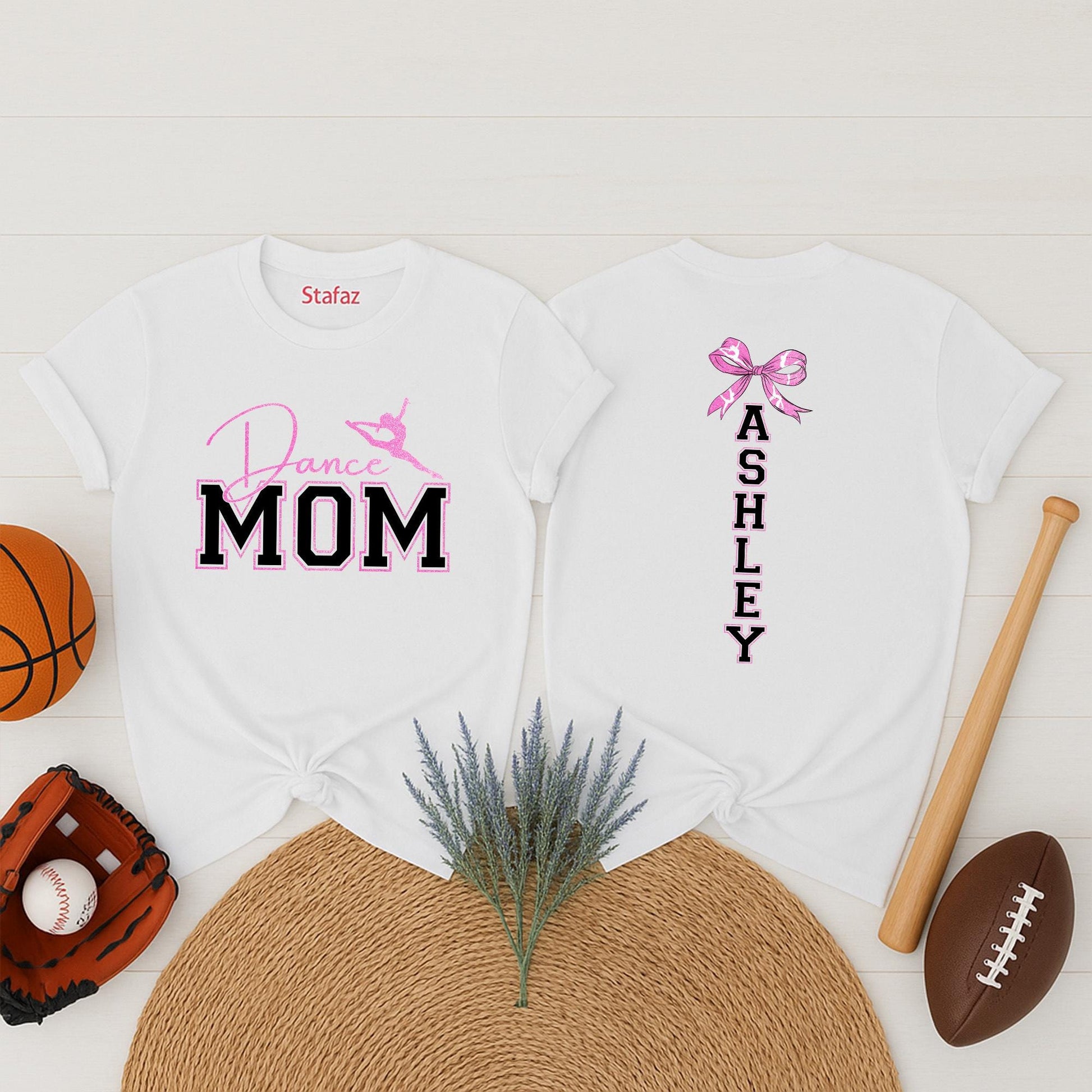 Glitter Dance Mom Shirt Personalized with Name, Sparkly Dance Team Tee, Bling Cheer Mom Outfit, Dance Competition Gift