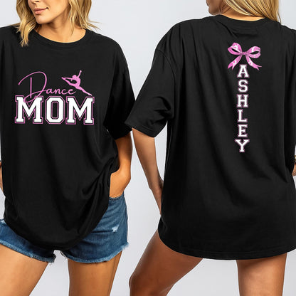 Glitter Dance Mom Shirt Personalized with Name, Sparkly Dance Team Tee, Bling Cheer Mom Outfit, Dance Competition Gift