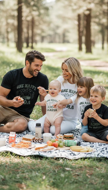 One Happy Camper 1st Birthday Outfit Matching Family Tees Mommy and Me Shirts Camping Celebration
